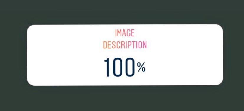 A white box against a green background showing "100%" text from an Instagram poll.